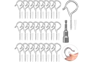 HFDONGL 25 szt. haczyków śrubowych, haczyków na kubki, wkręcane haczyki sufitowe, z 1 nakrętką skrzydełkową, haczyki ogrodowe, do oświetlenia na zewnątrz, rośliny, karmniki dla ptaków, dekoracja