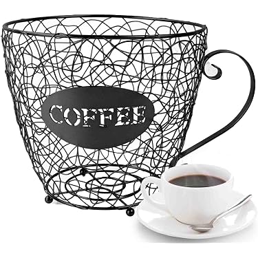 Panier Capsules Café En Forme De Tasse - Organisateur Métal Noir, Grande Capacité