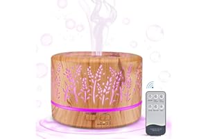 YONGYAO Diffusore di aromi 500ml, umidificatore a ultrasuoni, diffusore per aromaterapia, senza BPA, diffusore di oli essenziali con timer, 7 tipi di luce LED per camera da letto, ufficio, spa, yoga