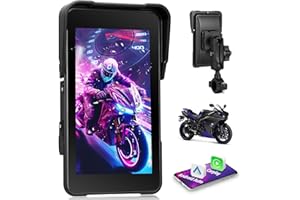 Motorsi Navegador para Motocicleta con A-pple CarPlay y Android Auto Inalámbricos, Autorradio Portátil con Pantalla Táctil HD de 5 Pulgadas, Bluetooth y FM, Resistente al Agua IP68