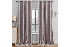YSTELLAA Cortinas Terciopelo Opacas 2 Piezas, 140×260cm, Cortinas Termicas Aislantes Frio Y Calor, con Ojales, Cortina Acustica, Modernas, para Salon Dormitorio, Rosa Gris