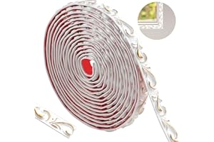 ZTOWOTO 600cm Flessibile Modanatura Adesiva-Impermeabile Bordo Adesivo Per Pareti 3d Vintage Pattern,Striscia Adesiva Muro Decorativa Per La Decorazione Domestica(Bianco Con Oro-2cm)