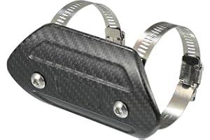 Hihaha Muffler Heat Guard with Clamp/Exhaust Pipe Head Shield Cover for Motorcycle/Heat Insulation Carbon Fiber 110x58mm / 1 Set Black