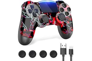 SupoHero P4 Remote Control, Wireless P4 Controller for Play4,Pro,PC,Slim, P4 Pro Console with 3.5mm and Audio Jack, Joystick P4 with D-pad and Six-Axis Motion Sensor (Red)