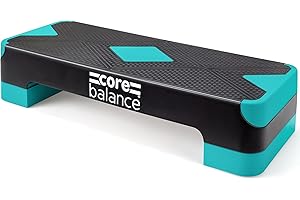 Core Balance Exercise Step 2 Level Height Adjustable 10cm/15cm, Aerobic Stepper for Home Gym, Fitness Training, Cardio, Weights, Yoga, Workout, Non Slip Platform & Feet (L69cm x W28cm x H10/15cm)