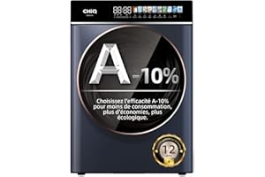 CHiQ CW106581AX Lave linge, 10 kg, classe A-10%, moteur Inverter BLDC, 1400 tr/min, 12 cycles de lavage, traitement vapeur, lavage en un seul clic, écran tactile à DEL, grand tambour, gris