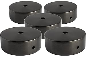 AMARCORDS - 5 Rosoni Lampadario in metallo, coprifili per lampada completo di accessori fermacavo viti e staffa da soffitto. Diametro 77mm altezza 26mm colore CANNA DI FUCILE