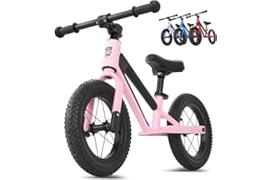 FAST N FUN Laufrad ab 2 Jahre [2-5 Jahre] Kinder-Laufrad 12 Zoll ultra leicht mit Tragegriff Fußstütze Magnesiumrahmen ergonomischer Sitz bis 50kg Luftreifen Lauflernrad höhenverstellbar Mädchen Junge