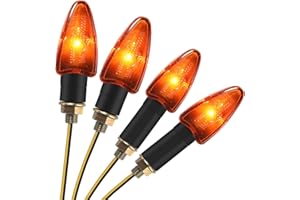 Justech Indicatore di Direzione per Moto DC 12V 10W Lampadina Minifrecce Alta Luminosità, Impermeabile, per M10 Universale per Scooter e Paralume Giallo -E-Marked