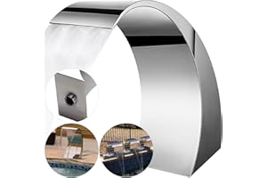 Happybuy Fontaine de la Piscine, Étang 30 x 60 x 45 cm Lame d'eau pour Piscine Gris en Acier Inoxydable 304, Cascades Bassin Extérieur, Conception Courbée pour Décoration Votre Cour, Étang de Jardin