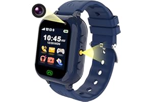 KESASOHE Montre Connectée Enfant avec Carte SIM, Montre Téléphone Enfant avec Appel SOS SMS Message 25 Jeux Appareil Photo Musique Alarme Podomètre Calculatrice Lampe, Montre Cadeau Parfait pour Garçons Filles