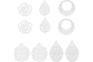 DICOSMETIC Acciaio Inossidabile Stile Fiore di Loto e Ciondoli Foglia Ipoallergenici Piatti Rotondi con Ciondoli Albero della Vita per Creazione di Gioielli