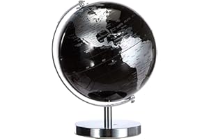 Lesser & Pavey Globe terrestre, Métal, Argenté/Noir, 19 cm