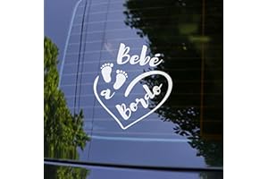 BRATIKISHOP Pegatina Bebe a Bordo Coche, Bebé à Bordo Pegatinas Coche 16 x 14 cm, Pegatinas de Bebe a Bordo, Pegatina Resistente a UV e Impermeable, Bebé Sticker