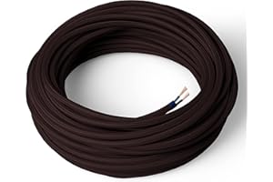 Amarcords - Kolorowy tekstylny kabel elektryczny BR?ZOWY, okr?g?y, jedwab, 5 metrów, z dwoma przewodami 2x0,75 - Pokryty kolorow? tkanin? vintage kabel do lamp, yrandoli, kinkietów i aba?urów