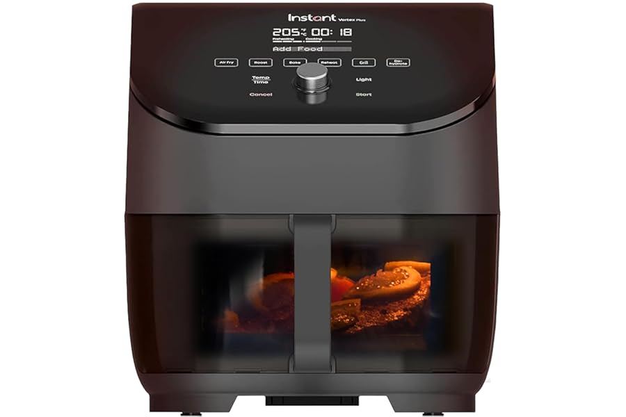 Instant Vortex Digital Air Fryer with Single ClearCook Drawer and 6 Smart Programmes - Air Fry, Bake, Roast, Grill, Dehydrate, Reheat, Large Capacity - 5.7L, Black - 1700W