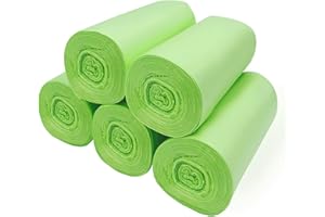 KeenKiD Small Biodegradable Bin Bags 6L, Heavy Duty Food Waste Bags Compostable Caddy Liners, Recycling Clear Green Garbage Trash Bags, 120 Counts 1.2 Gallon