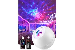 PIKOY Proiettore Stelle Soffitto, 15 Colori Proiettore Soffitto,15 Suoni Naturali+Bluetooth Proiettore Stelle, Telecomando Stelle Luminose Cameretta, Timer+Dimmerabile Lampada Notturna Per Bambini
