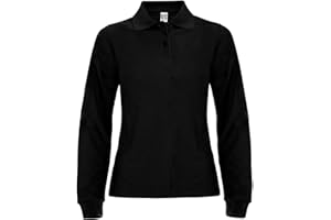 CHEMAGLIETTE! Polo Donna Maniche Lunghe 100% Cotone piqué, 2 Bottoni Tono su Tono, Elegante e Confortevole