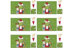 FOX·BUNNY Christmas Table Decoration - 18Pcs Placemats, Coasters, Cutlery Set - Washable Heat Proof Table Mats for Home