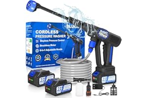 BLUCKY Cordless Pressure Washer, 6 in 1 Portable Power Washer, cordless power washer with 2 Battery, Battery Pressure Washer with 5M for Car/Floor/Garden Cleaning & Watering (Blue)