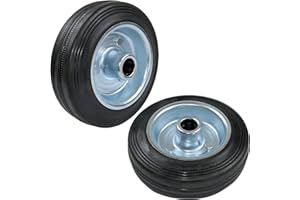 AERZETIX - C58896 - Juego de 2 ruedas de carrito carro Ø100mm con rodamiento de agujas - capacidad de carga 60 kg - color de la rueda: negro en caucho - llanta de acero