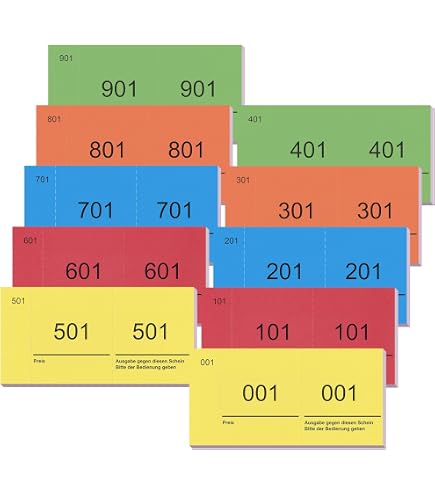 Blocs Numérotés Herlitz 1-1000 - 20 X 100 Feuilles Détachables, Format 105 X 50 Mm, Couleur Bleue