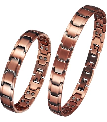 Set di gioielli in rame puro per la terapia magnetica dell'artrite, bracciale e anello per la terapia magnetica del drenaggio linfatico per alleviare