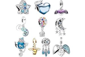 Fakcrkun 10 Pcs Dainty Silver Charms Accessories, Sterling Silver Charms for Bracelets, Exquisite Bracelet Charm Pendants, Versatile Decor for Necklaces & Bags