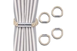 NAHUAA Pack of 4 Curtain Tiebacks Magnetic Beige Tiebacks for Curtains Holder Curtain Holder Tiebacks for Home Office Decoration