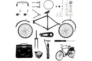 MEMOFYND Kit per bicicletta retrò fai da te 1 pezzo, replica classica di una bicicletta con dito, fornito con pompa, cestino e valigetta, adatto per adulti e bambini