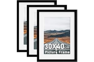Zueyunstoo 30x40cm Picture Frames with A4 Mount, Pack of 3 Black 16x12 Photo Frames, Poster Frame with Safe Perspex Front, Wall Mounting
