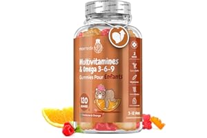 MAXMEDIX Multivitamines et Minéraux avec Oméga 3 6 9, 120 Gummies Enfants Dès 3 Ans, Avec 17 Nutriments Vitamine C, D, B12, B6, A et Zinc, Pour Immunité, Croissance et Os EFSA, Goût Framboise et Orange
