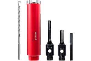 ColumPRO 42mm x 150mm Long Diamond Core Drill Bit Set with Hex Shank Adapter, SDS Adapter, Centre Drill Bit & Quick-Release Pin, Ideal for Masonry, Concrete & Other Brick, Choice of Construction Sites