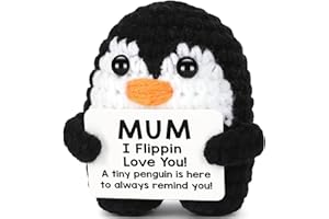 VELENTI Birthday Gifts for Mum from Daughter Son, Handmade Crochet Mimi Penguin Mums Gifts for Birthday Mothers Day Mama Mother in Law Bonus Step Mothers, Funny I Love You Mum Present Emotional Cute Decor