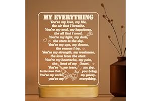 LIGHTZZ 3D Illusion Lamp I Love You Night Light You are My Everything Gifts for Wife Husband Anniverysary Birthday Valentines Day