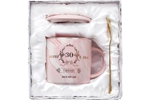 BOKALAKA geschenk zum 30 geburtstag frau, 30. geburtstag frauen 12oz rosa Kaffeetasse, 30. Geburtstag Geschenk für Frauen für Freundin/Mutter/Schwester/Kollegen, mit Geschenkbox