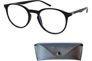MINI BRILLE Klasyczne okulary do czytania Nerd z dużymi, okrągłymi szkłami – z gratisowym etui na okulary, oprawką z tworzywa sztucznego, pomoc w czytaniu, dla kobiet i mężczyzn