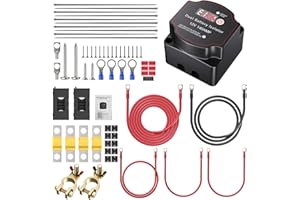 Trsaow 5m Split Charge Relay Kit,Leisure Battery 12V 140A Split Charge Relay IP68 Waterproof Automatic and Manual Modes for Camper Auto Van Sea Vehicles