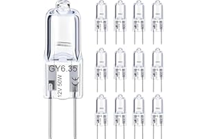 VIIVUU Ampoule Halogène GY6.35 12V 50W,Dimmable GY6.35/G6.35 Ampoules Halogenes 2700K Blanc Chaud Lampe,Intensité Variable 650Lm Lampes Pour Lustre, Lampe de Bureau,Paysage Éclairage, Lot de 12