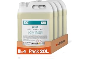 Hostelpak | 4 x 5 l | Lejía Doméstica con 4% de Cloro Activo | Solución de Limpieza Multiusos para Hogar | Uso doméstico