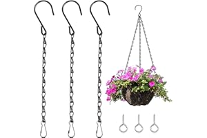 QTTVBTNA 3 Stück Metall Ketten zum Aufhängen, Aufhängen Kette mit Haken Aufhängen metallkette, Gartenpflanzenbügel Metallketten mit Haken Clips für Vogelhaus, Pflanzgefäße, Windspiele, Dekorative(30cm)