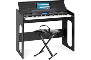 FunKey DP-61 III Teclado 61 teclas en diseño de piano digital Negro Set incl. banco y auriculares