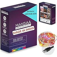 MANSAA® USB String Lights for Decoration 10M 100 LED USB Powered RGB String Light (Indoor, Outdoor, Kids Room, Diwali…