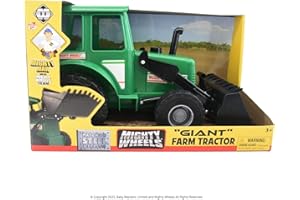 Mighty Wheels Steel Green Tractor Toy 16" - Large Free-wheeling Toy Tractor with Movable Front End Loader - Durable Steel and Plastic Childs Farm Toys for 3+ Year Old Boys and Girls
