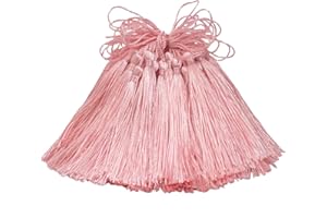 AEBDERP 100 Pcs Silky Handmade Craft Tassels Trim Mini Pendant for DIY Cute Resin Bookmark, Jewellery Making, Key, Girl Earring, Keyring, Graduation Hat, Ribbon Sewing, Curtain, Home Decor (Light Pink)