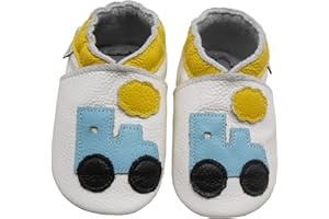 Bemesu Pantoufles en Cuir Chaussures rampantes pour bébés Pantoufles Filles et garçons Enfants Premiers Marcheurs en Cuir 0-24 Mois UE 18-24