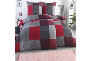 Kuscheli® Bettwäsche 135x200 4 teilig | ÖkoTex Zertifiziert & für Allergiker geeignet | Bettwäsche Set mit je 2 Bettbezügen 135 x 200 & Kissenbezügen 80x80 | modern & hochwertig, Farbe:D04