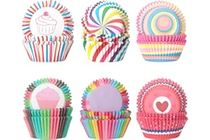 AiQInu Caissettes Muffins Papier - 300 Caissettes Cupcake Caissette, Résistants à la Chaleur, 6 Couleurs Différentes, Idéales pour Muffins et Cupcakes, Pour Cuisson, Mariage, Anniversaire, Fête