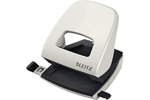 Leitz Pratica Perforatrice da Ufficio, Capacità fino a 30 Fogli, Grigio Chiaro, Metallo, Guida di Arresto con Barra di Selezione del Formato, Gamma NeXXt, 50080085